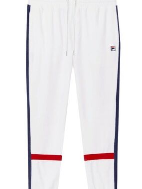 FILA - Men's Ravid Velour Pant. New With Tags. White Blue Red Stripes. Small